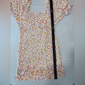 Lily Rose Pink and Orange Flutter Sleeve Smocked Mini Dress size 1X‎